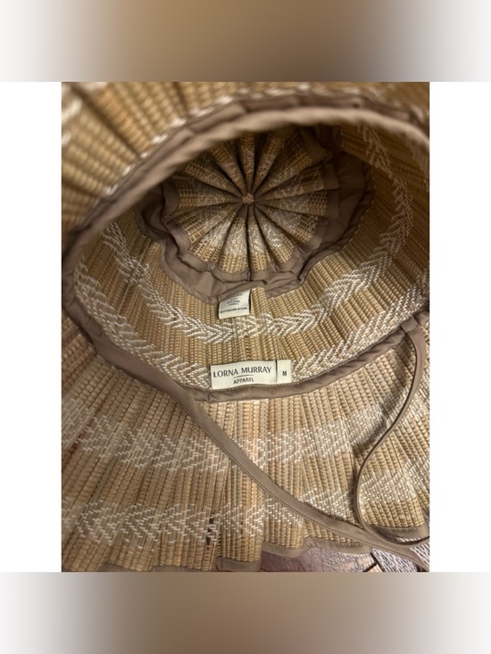 Woven Pleated Straw Bucket Hat with Tie - Tan main image 5
